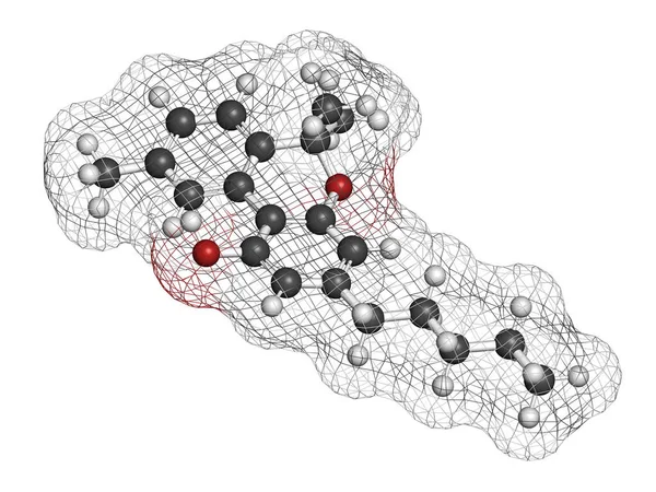 Cannabinol Eller Cbn Cannabinoidmolekyl Återgivning Atomer Representeras Som Sfärer Med — Stockfoto