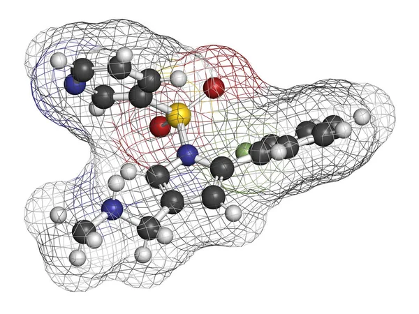 Vonoprazan Ilaç Molekülü Boyutlu Görüntüleme Atomlar Geleneksel Renk Kodlaması Olan — Stok fotoğraf