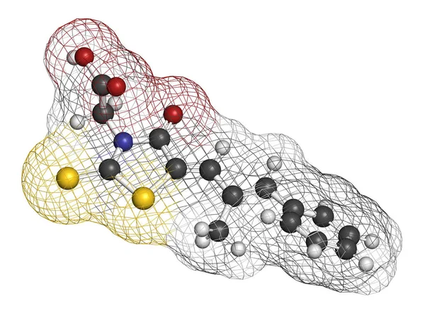 Epalrestat 당뇨병 신경증 Aldose Reductase Inhibitor 렌더링 원자는구 전통적 색깔의 — 스톡 사진