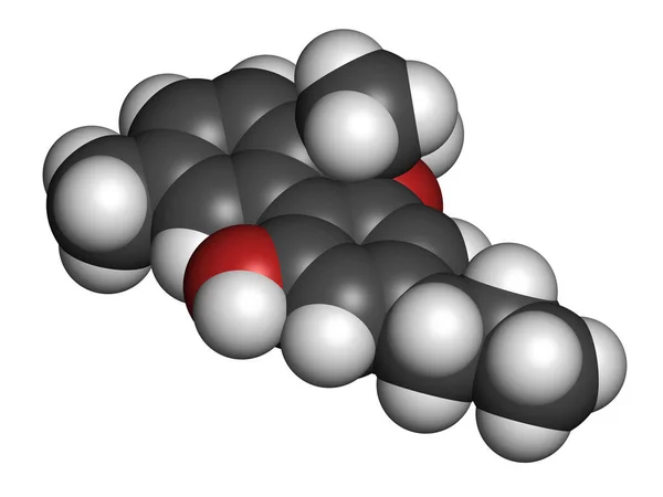 Cannabivarin Cannabivarol Cannabinoid Molecule Rendering Atoms Represented Spheres Conventional Color — Stock Photo, Image