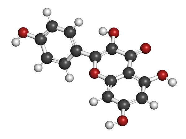 Молекула Кемперферолу Антиоксидантна Візуалізація Атоми Представлені Сфери Звичайним Кольоровим Кодуванням — стокове фото