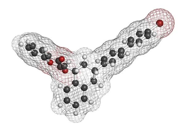 Brodifacoum Molécula Rodenticida Representación Los Átomos Representan Como Esferas Con —  Fotos de Stock