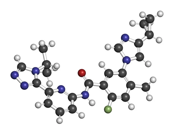 セレノセルチブ薬分子 3Dレンダリング 原子は従来のカラーコーディングを持つ球として表されます — ストック写真