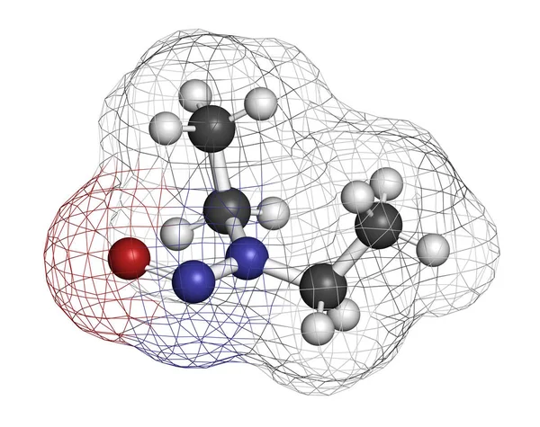 Nitroso Diethylamine Ndea Carcinogeen Molecuul Weergave Atomen Worden Weergegeven Als — Stockfoto