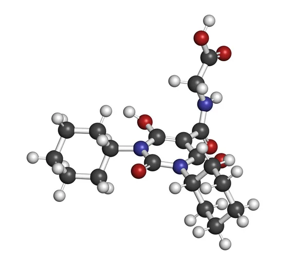 Molécula Fármaco Daprodustat Inhibidor Hif Prol Hidroxilasa Representación Los Átomos —  Fotos de Stock