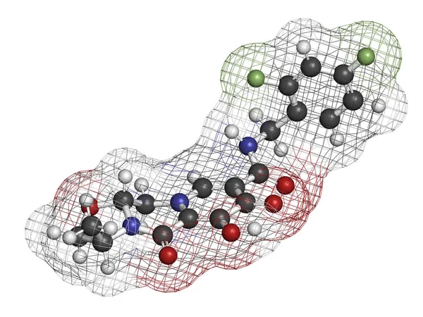 Molécula Fármaco Contra Vih Cabotegravir Inhibidor Integrasa Representación Los Átomos — Foto de Stock