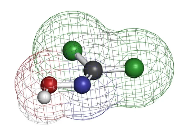 Molécula Arma Química Oxima Fosgeno Representación Los Átomos Representan Como — Foto de Stock