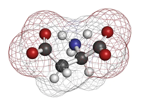 Asparaginezuur Aspartaat Aminozuurmolecuul Weergave Atomen Worden Weergegeven Als Bollen Met — Stockfoto