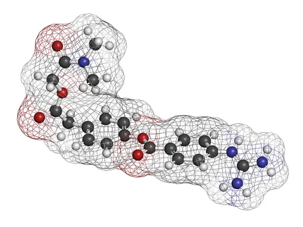 Camostat Drug Molecuul Serineproteaseremmer Onderzocht Voor Behandeling Van Covid Weergave — Stockfoto