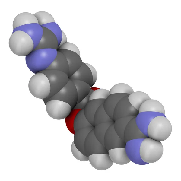 Nafamostat药物分子 丝氨酸蛋白酶抑制剂 3D渲染 原子被表示为具有常规颜色编码的球体 — 图库照片