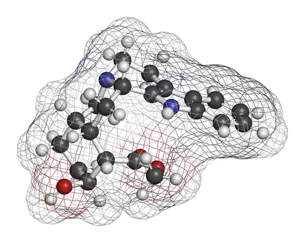 Rauwolscine Alkaloidmolekyl Återgivning Atomer Representeras Som Sfärer Med Konventionell Färgkodning — Stockfoto
