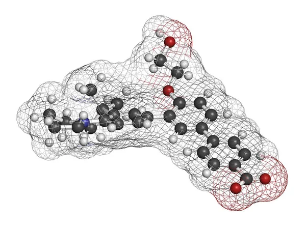 Trifarotene痤疮药物分子 3D渲染 原子被表示为具有常规颜色编码的球体 — 图库照片