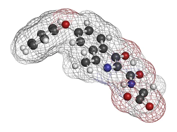 Μόριο Φαρμάκου Roxadustat Απόδοση Άτομα Εκπροσωπούνται Σφαίρες Συμβατικό Χρωματικό Κώδικα — Φωτογραφία Αρχείου