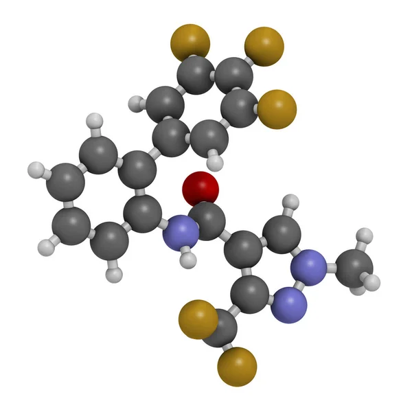 Fluxapyroxad Fungicide Molecuul Weergave Atomen Worden Weergegeven Als Bollen Met — Stockfoto