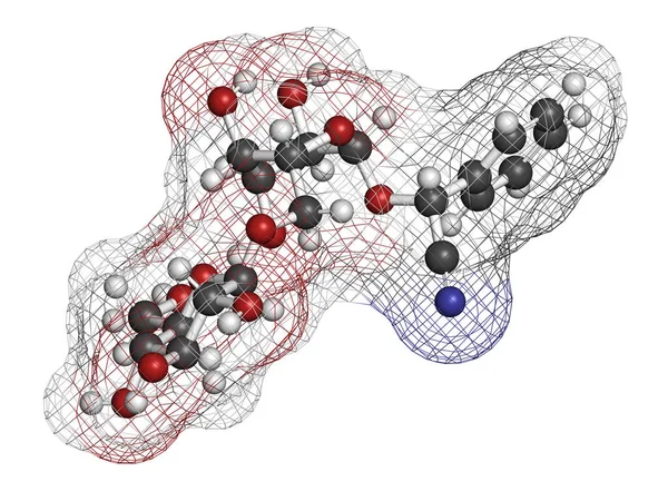 Amygdalin Weergave Atomen Worden Weergegeven Als Bollen Met Conventionele Kleurcodering — Stockfoto