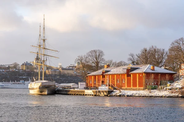 Stockholms Stads Vackra Stadsbild Den Molniga Himlen Sverige — Stockfoto