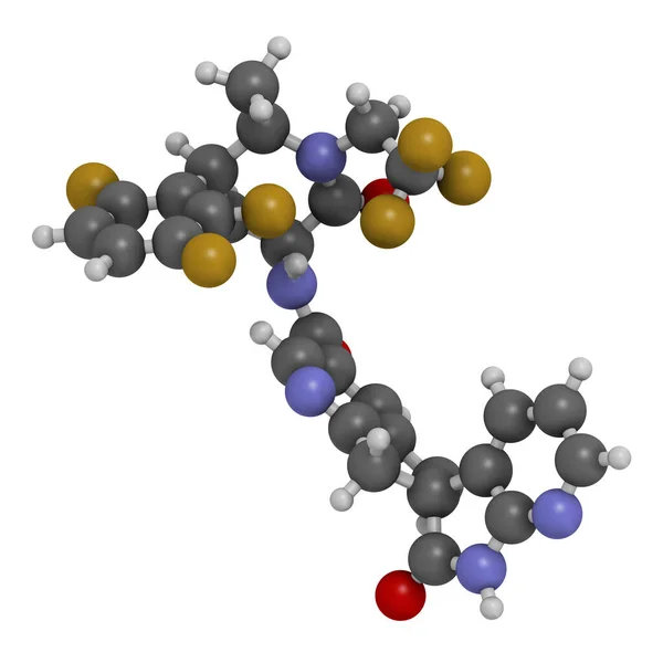 Atogepant Migrena Lek Molekuła Cgrp Inhibitor Renderowanie Atomy Reprezentowane Jako — Zdjęcie stockowe