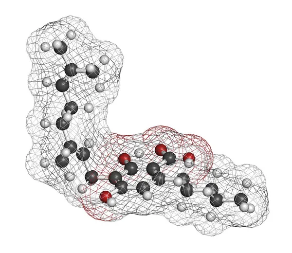 Cannabigerolic Zuur Cbga Cannabinoïde Molecuul Weergave Atomen Worden Weergegeven Als — Stockfoto