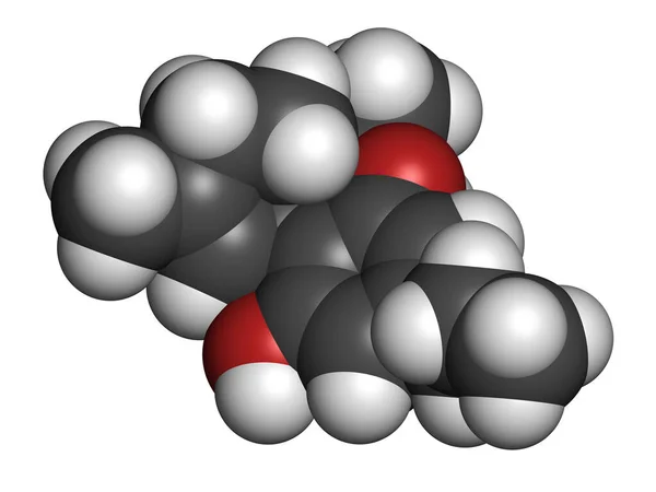 Tetrahydrocannabivarin Thcv Cannabinoïde Molecuul Weergave Atomen Worden Weergegeven Als Bollen — Stockfoto