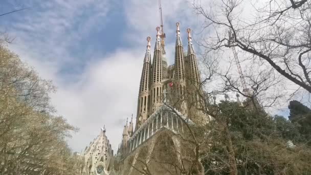 Sagrada Familia Híres Barcelonai Mérföldkő — Stock videók