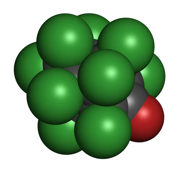 Clordecona Molécula Pesticida Kepone Representación Los Átomos Representan Como Esferas —  Fotos de Stock