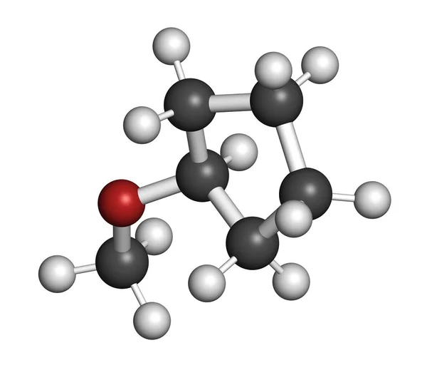 Cyclopentyl Metil Eter Çözücü Molekül Işleme Atomlar Geleneksel Renk Kodlaması — Stok fotoğraf