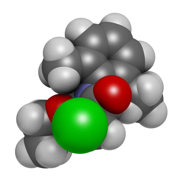 Asetoklor Herbisit Molekülü Boyutlu Görüntüleme Atomlar Geleneksel Renk Kodlaması Olan — Stok fotoğraf