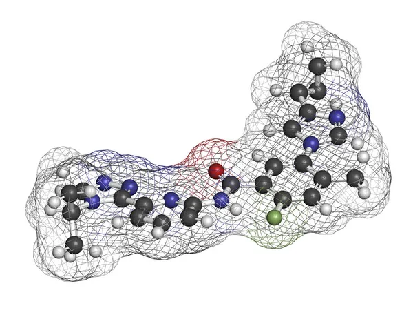 格式化骨骼公式 化学结构 原子被表示为色标圆 — 图库照片