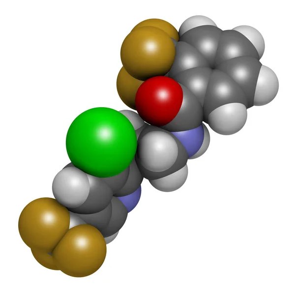 Fluopyram Fungicide Molecuul Weergave Atomen Worden Weergegeven Als Bollen Met — Stockfoto