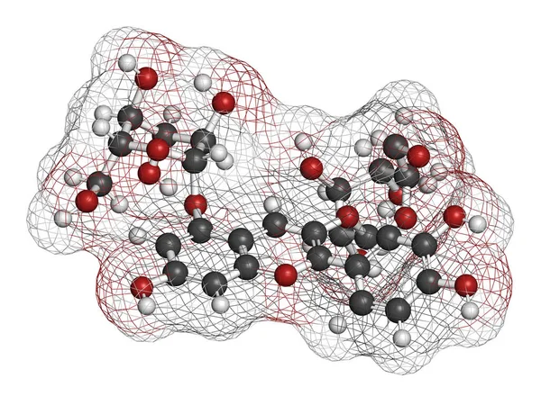 Cyanin Eller Cyanidin Diglukosidmolekyl Närvarande Granatäppeljuice Återgivning Atomer Representerade Som — Stockfoto