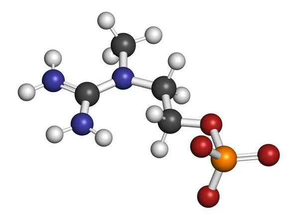 Creatinol Hosphate或Cop分子 3D渲染 原子被表示为具有常规颜色编码的球体 — 图库照片