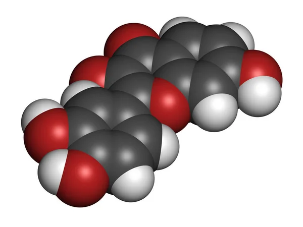 Fisetin Pflanzt Polyphenolmoleküle Rendering Atome Werden Als Kugeln Mit Konventioneller — Stockfoto