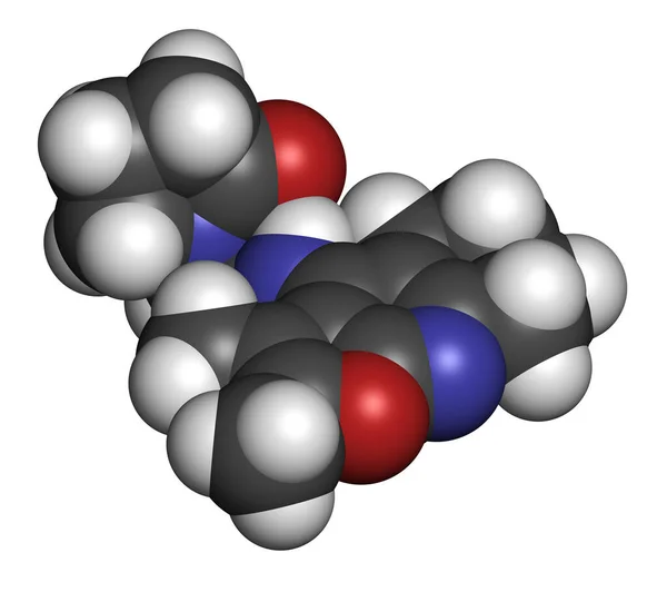 Coluracetam 3D渲染 原子被表示为具有常规颜色编码的球体 — 图库照片