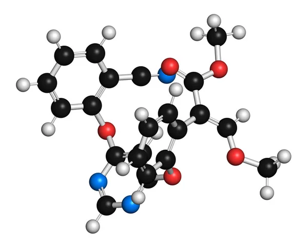Fungicidmolekyl Azoxistrobin Återgivning Atomer Representeras Som Sfärer Med Konventionell Färgkodning — Stockfoto