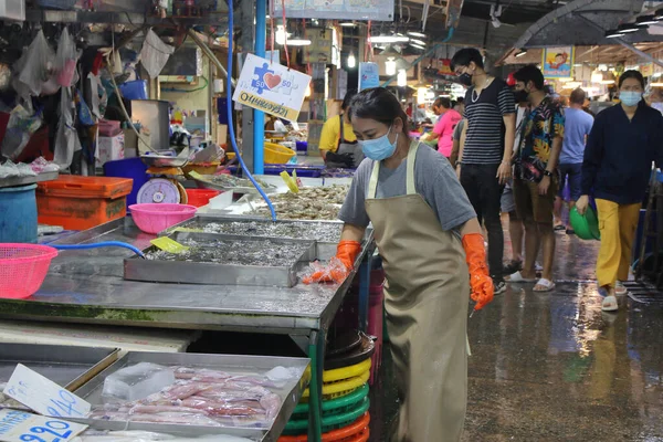 Naklua Thailand Aug 2021 Covid Period Part Lockdown Fresh Seafood — Stock Photo, Image