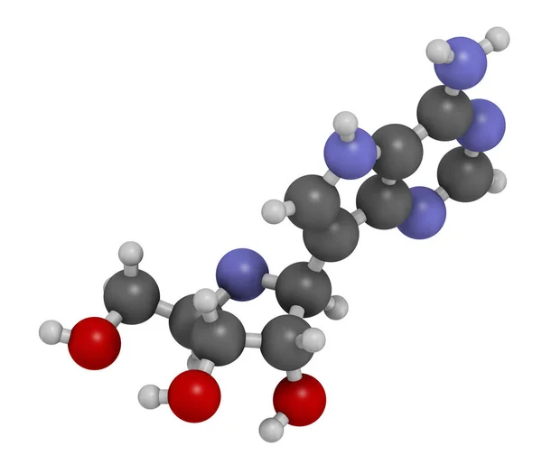 Galidesivirs Antivirala Läkemedelsmolekyl Återgivning Atomer Representeras Som Sfärer Med Konventionell — Stockfoto