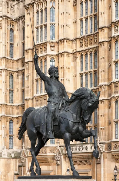 Lond Royaume Uni Février 2008 Statue Bronze Richard Coeur Lion — Photo