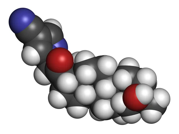 Zuranolons Läkemedelsmolekyl Återgivning Atomer Representeras Som Sfärer Med Konventionell Färgkodning — Stockfoto
