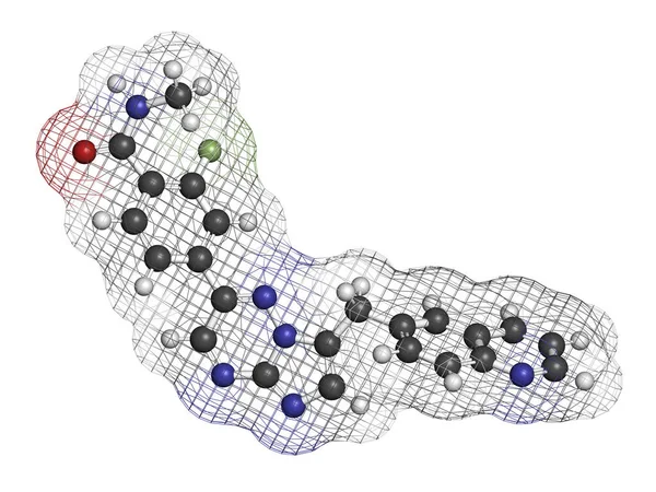 Молекула Препарата Лечения Рака Капматиниба Ингибитор Мета Рендеринг Атомы Представлены — стоковое фото