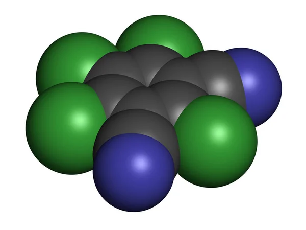 Chlorothalonil Pesticide Molecule Rendering Gli Atomi Sono Rappresentati Come Sfere — Foto Stock