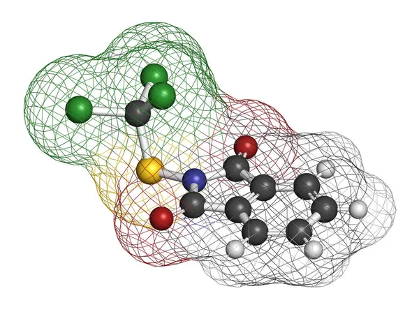 Molecola Fungicida Folpet Rendering Gli Atomi Sono Rappresentati Come Sfere — Foto Stock