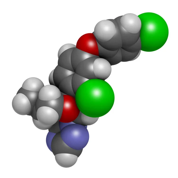 Difenoconazol Mantar Ilacı Molekülü Boyutlu Görüntüleme Atomlar Geleneksel Renk Kodlaması — Stok fotoğraf