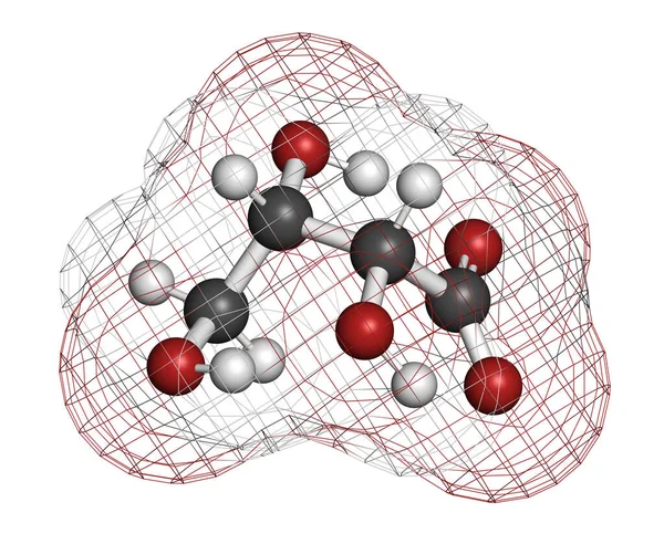 Molécula Ácido Tronico Representación Los Átomos Representan Como Esferas Con — Foto de Stock