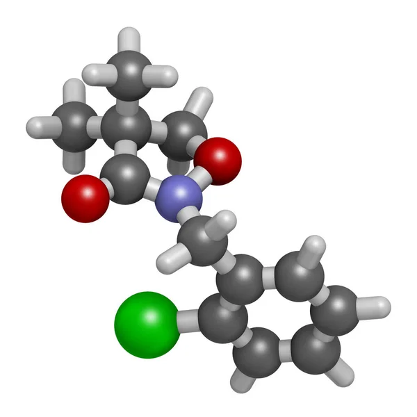 Clomazon Herbicide Molecuul Weergave Atomen Worden Weergegeven Als Bollen Met — Stockfoto