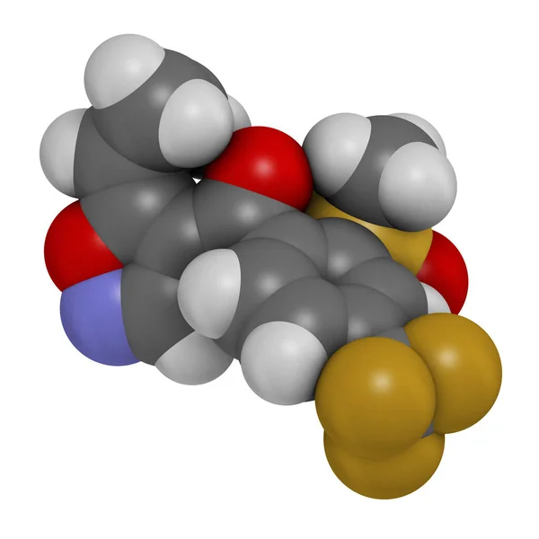 Isoxaflutol Herbicide Molecuul Weergave Atomen Worden Weergegeven Als Bollen Met — Stockfoto