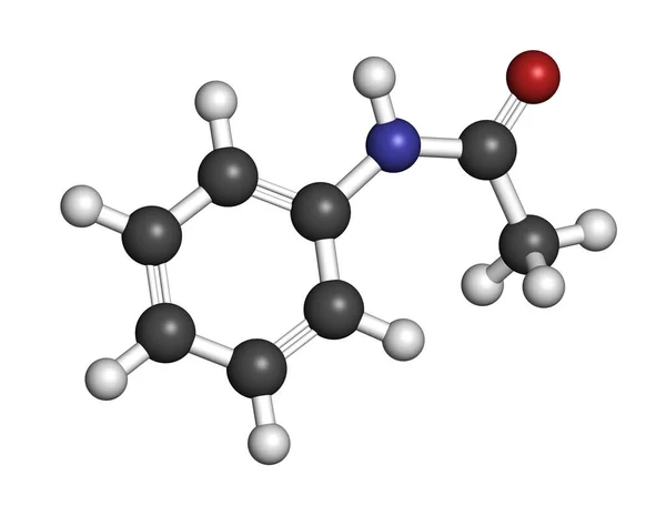 Acetanilid Analgetisk Läkemedelsmolekyl Föråldrad Återgivning Atomer Representeras Som Sfärer Med — Stockfoto