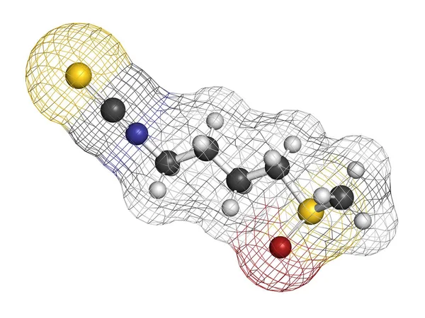磺胺类十字花科蔬菜分子 3D渲染 原子被表示为具有常规颜色编码的球体 — 图库照片