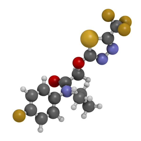 Molécula Herbicida Flufenacet Representación Los Átomos Representan Como Esferas Con — Foto de Stock
