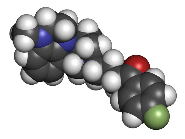 Lumateperone Antipsychotic Drug Molecule Rendering Atoms Represented Spheres Conventional Color — Stock Photo, Image