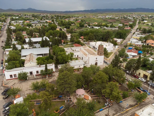 Flygfoto Över Den Historiska Staden Santa Isabel Chihuahua Mexiko — Stockfoto